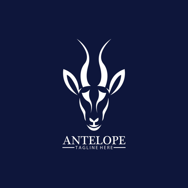 Antílope cabeza logo vector icono ilustración diseño plantilla - Vector, Imagen