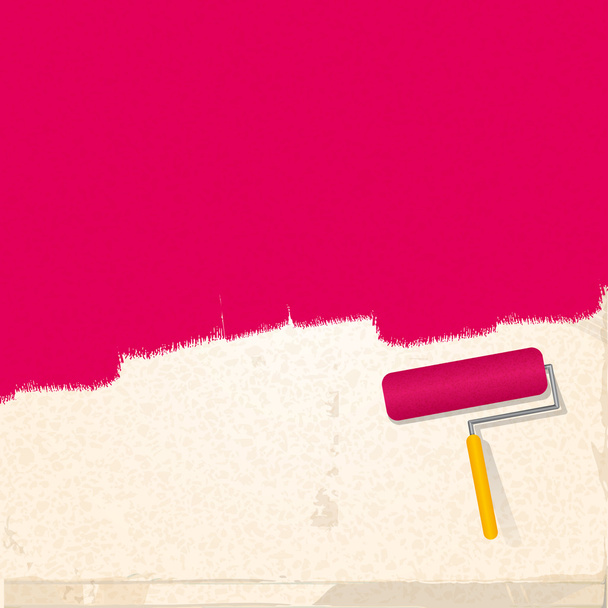 pintura y rodillo fondo rosa
 - Vector, imagen