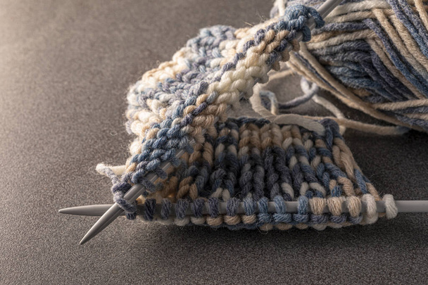 Photo of colored balls from knitting yarn. Knitting supplies close-up. Knitting-women's needlework. - Foto, Imagen