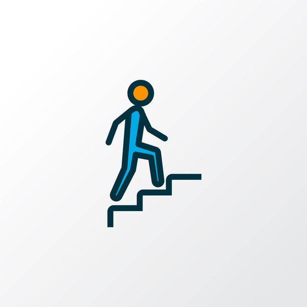 Adam merdiven tırmanışı ikon renkli çizgi sembolü. Moda tarzında birinci kalite izole merdiven ögesi. - Vektör, Görsel