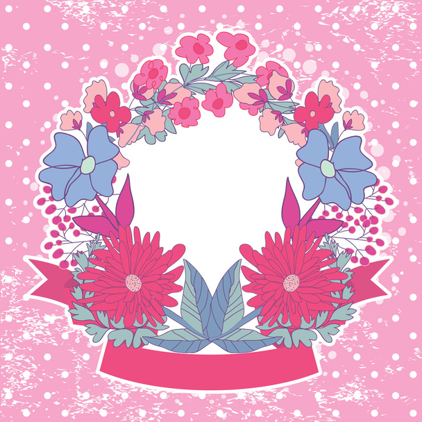 Stylish Vintage floral frame with ribbon.Lilac colors - Fotografie, Obrázek