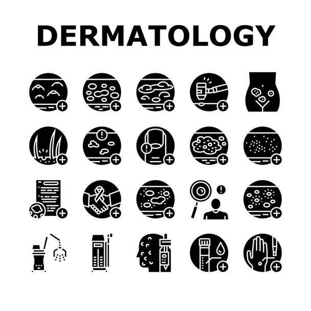Dermatoloji Sorun Koleksiyon Simgeleri Vektörü Ayarla - Vektör, Görsel