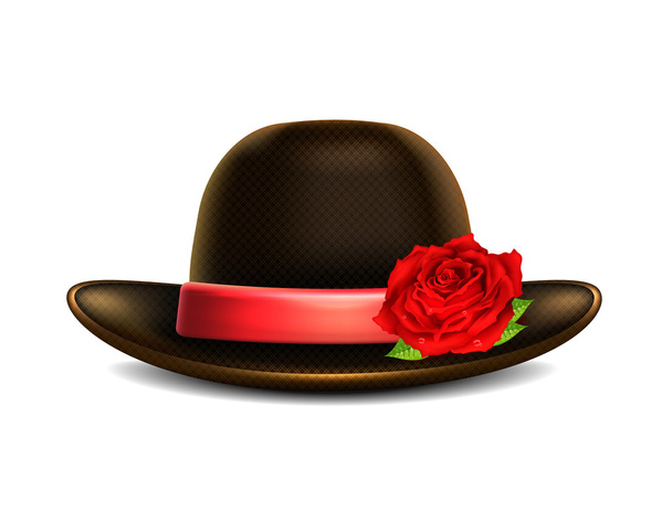 Brown Hat with Rose - Vetor, Imagem