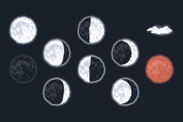 dix phases de lune réglées - Vecteur, image