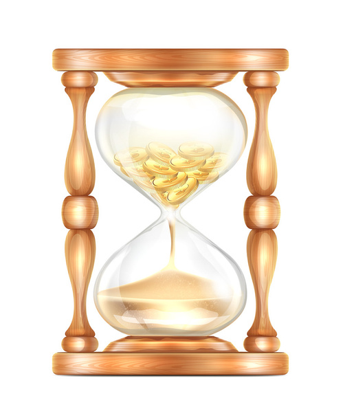 Hourglass with Money - Вектор,изображение