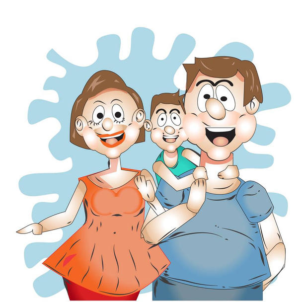 Ilustracja kreskówki rodziców i dzieci - Wektor, obraz