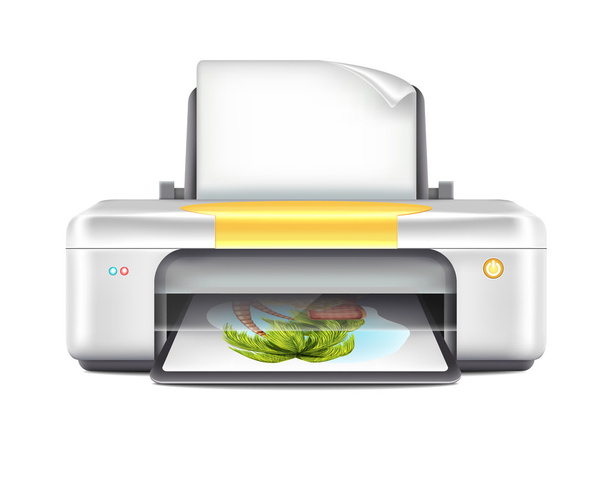 Printer With Color Images - Vector, Image