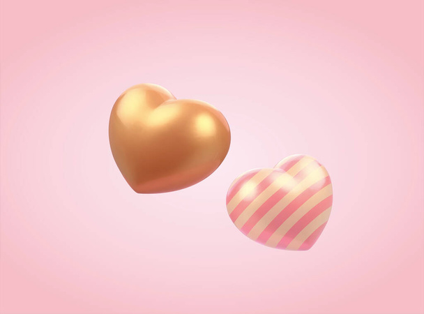 3d illustration of cute hearts isolate on pink background. Concept of love. Element suitable for wedding event and Valentine's Day. - Vettoriali, immagini