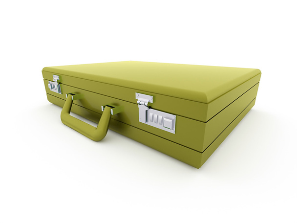 レンダリングされる緑のスーツケース分離  - 写真・画像