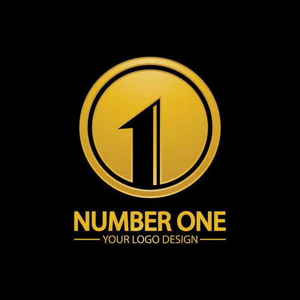 Número dourado um logotipo ícone vetor ilustração design isolado fundo preto - Vetor, Imagem