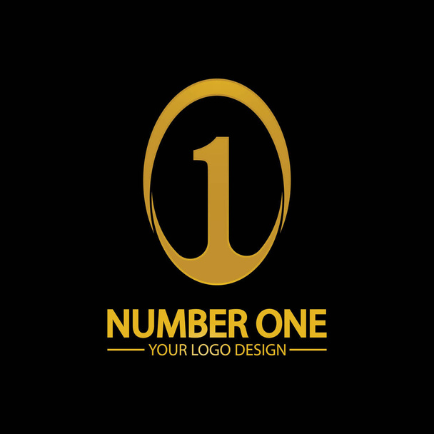 Número dourado um logotipo ícone vetor ilustração design isolado fundo preto - Vetor, Imagem