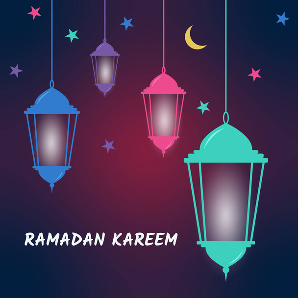  Ramadan Kareem in Arabic Template Design. Vector illustration for greeting card poster and banner. - Vector, Image