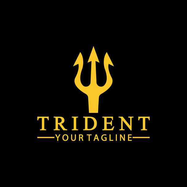 Vintage Trident Spear of Poseidon Neptune God Triton King logo design - Vector, Image
