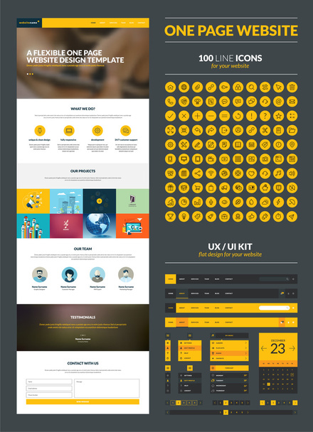 One page website design template - Vector, Image