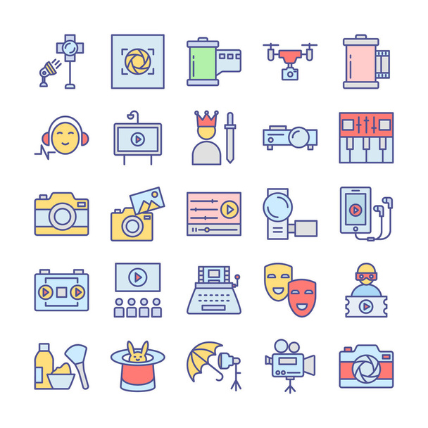 Video shoot and shooting equipment Vector icons pack every single icon can easily modify or edit - Vector, Image