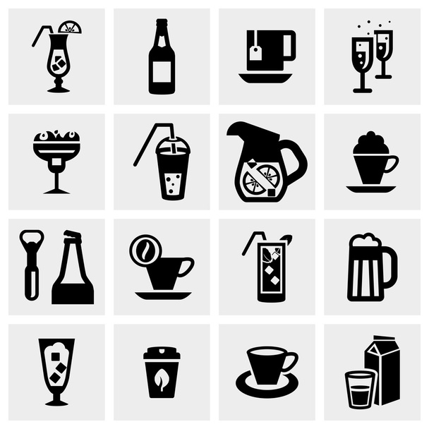 Ícones vetoriais de bebida definidos em cinza
 - Vetor, Imagem