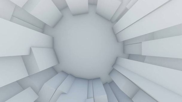 白い立方体トンネルの3Dイラスト. - 写真・画像