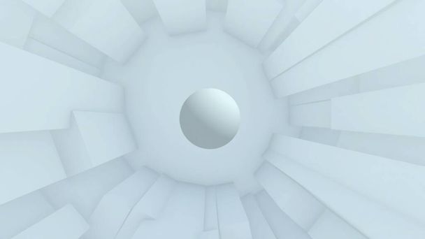 3D-kuva - Zooming kautta valkoinen kuutio tunneli ja pallo - Valokuva, kuva