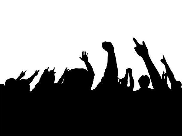 Menschenmenge mit erhobenen Händen - Vektor, Bild
