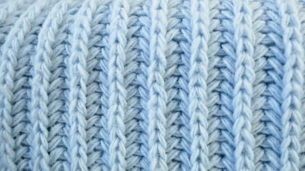 Details of knitted woolen fabric. textile background. Woolen Texture Background, Knitted Wool Fabric, Hairy Fluffy Textile. Closeup - Footage, Video
