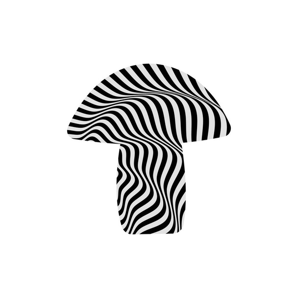 грибной шампиньон в стиле op art объект на белом фоне концепции пищевых продуктов и ингредиентов логотип для дизайна - Вектор,изображение
