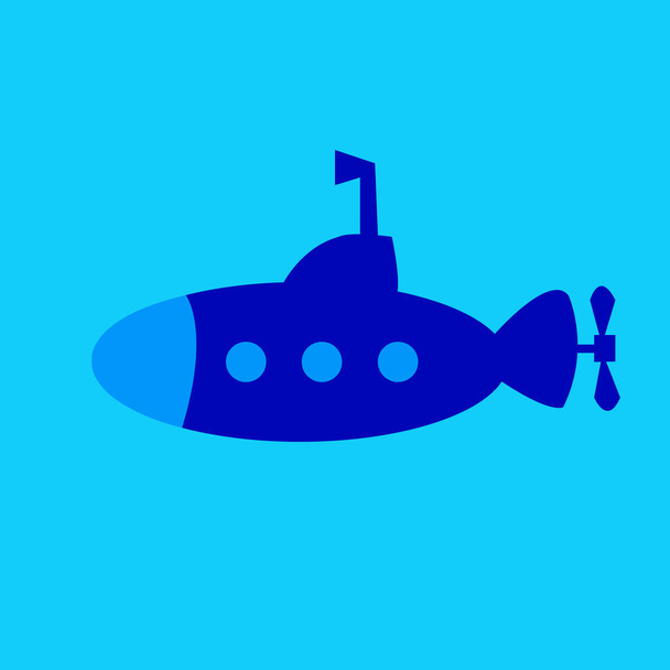 tmavě modrá ponorka v oceánu. koncept přírody a dobrodružství - Vektor, obrázek