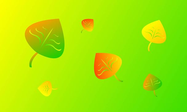 hojas de otoño brillantes y coloridas sobre un concepto de fondo amarillo-verde de la naturaleza y el fondo de pantalla de la temporada dorada para el diseño - Vector, Imagen