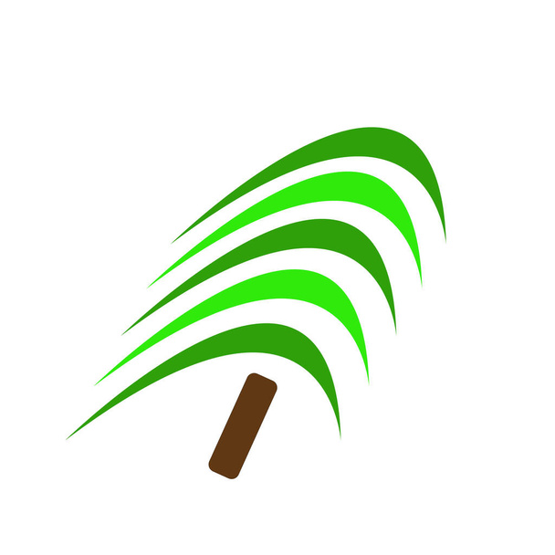 árvore verde logotipo natural com tronco marrom brilhante belo objeto vegetal para o conceito de design ambiental - Vetor, Imagem
