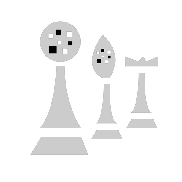 sportowe logo trzy pionki pionek sztuk oficer i wieża gra planszowa koncepcja obiektów do projektowania - Wektor, obraz