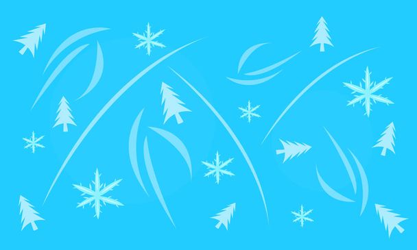 Padrões congelados árvores de Natal e flocos de neve papel de parede para design - Vetor, Imagem