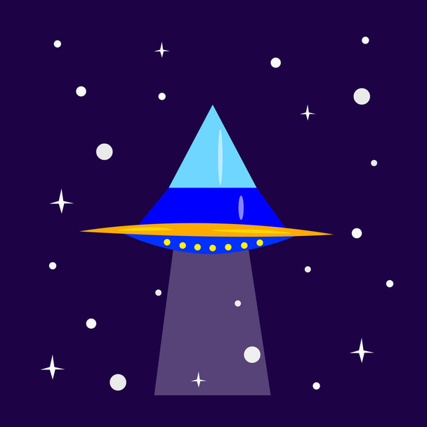 alien flying ship on starry sky background space concept - Vector, Image