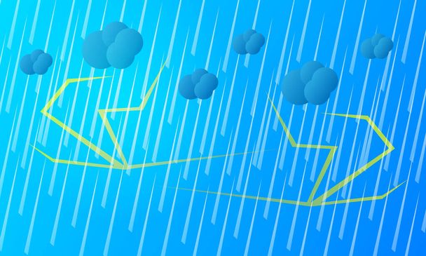 nubes cayendo gotas de lluvia y patrones brillantes de fondo de pantalla de rayos para el concepto de mal tiempo de diseño - Vector, Imagen
