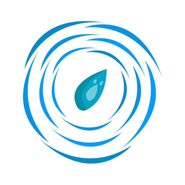 drop and circles of water around natural logo for design on a white background - Vector, Image