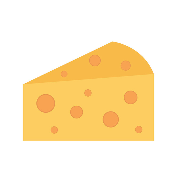 Aufgeschnittenes Stück Käse mit Löchern auf weißem Hintergrund Molkerei- und Lebensmittelkonzept - Vektor, Bild