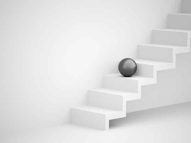 One black spheres on stairs business  - Photo, Image