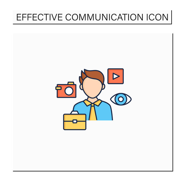 Visuele communicatie kleur pictogram - Vector, afbeelding