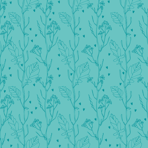 Flower doodle pattern, vector hand drawn floral background - Vektor, Bild