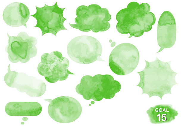 Cíle udržitelného rozvoje Cíl 15 image akvarel řeči balón set - Vektor, obrázek