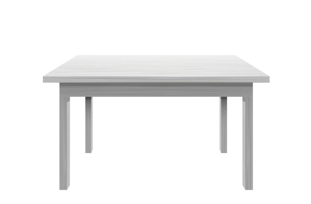 白いキッチンテーブル。スタイリッシュなプラスチック表面を備えたモダンな木製のテーブルトップ. - ベクター画像