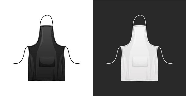 Black and white apron template. Clothing for cooks and protective factory workers durable cotton fabric. - Vector, Image