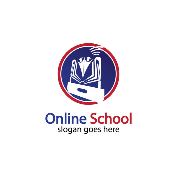 Modelo de design de logotipo de educação online. Design de logotipo do curso online. Logotipo de aprendizagem online - Vetor, Imagem