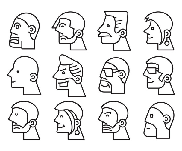 human face side view profile avatars vector - Vector, Image
