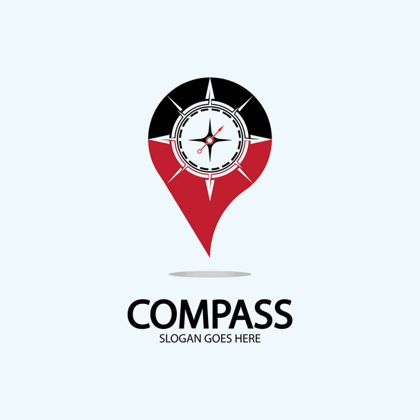Геолокационная точка с вектором концепции дизайна логотипа компаса - Вектор,изображение