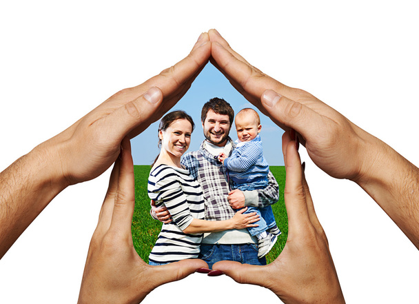 szczęśliwą rodzinę w ręce Strona główna - Zdjęcie, obraz
