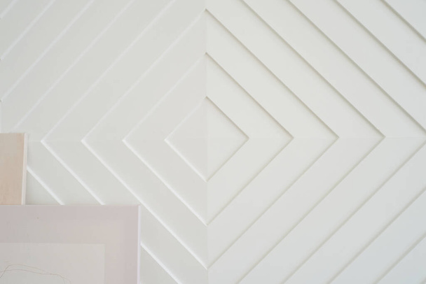 White graphic wall. wall panel. Expensive apartment decor. - Foto, Imagem