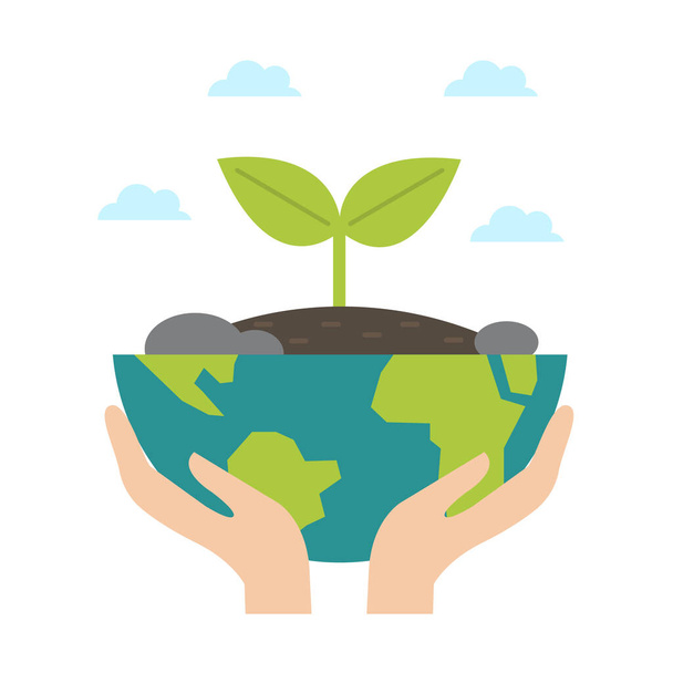 Vector illustration of some people taking care of the earth preparing for mother earth day. illustrations can be used for graphic resources with the theme Mother Earth Day or World Humanitarian Day. - Vector, Image