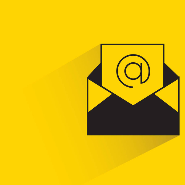 address symbol in email with shadow on yellow background - Wektor, obraz