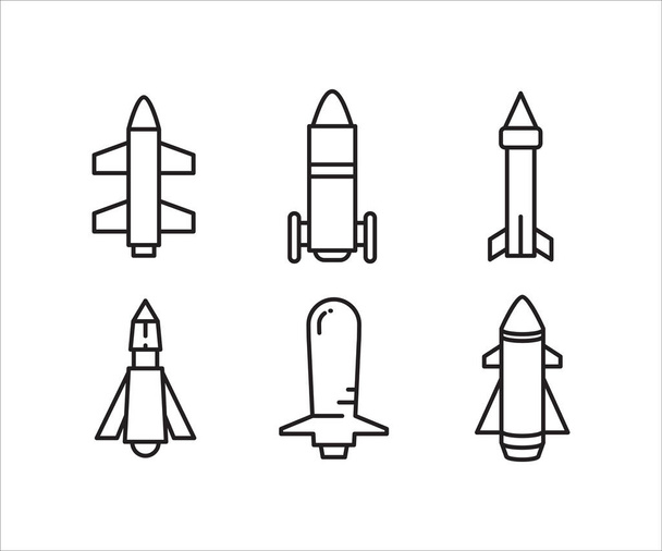 rocket missile icons set line design - Διάνυσμα, εικόνα
