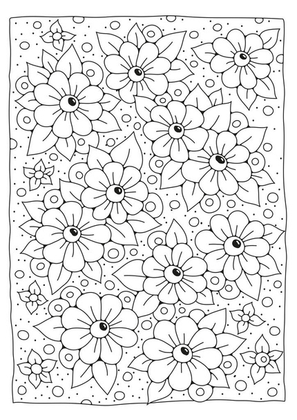 Black and white vector illustration for coloring. Coloring page with flowers. Line art. Art therapy. - Vector, Image