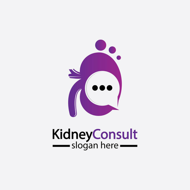 Kidney Consult logo designs concept vektor, Kidney Healthcare logo template, Urologie logo vektor template. - Vektor, Bild